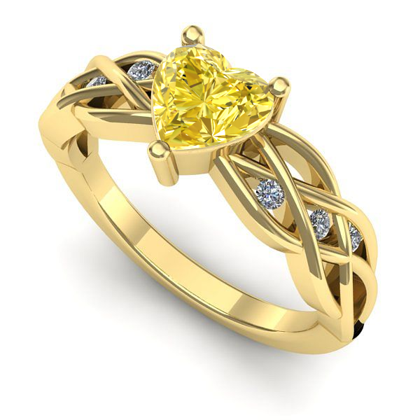 Inel logodna din aur galben cu safir galben