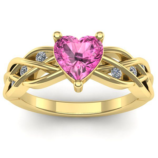 Inel de logodna cu safir roz inima