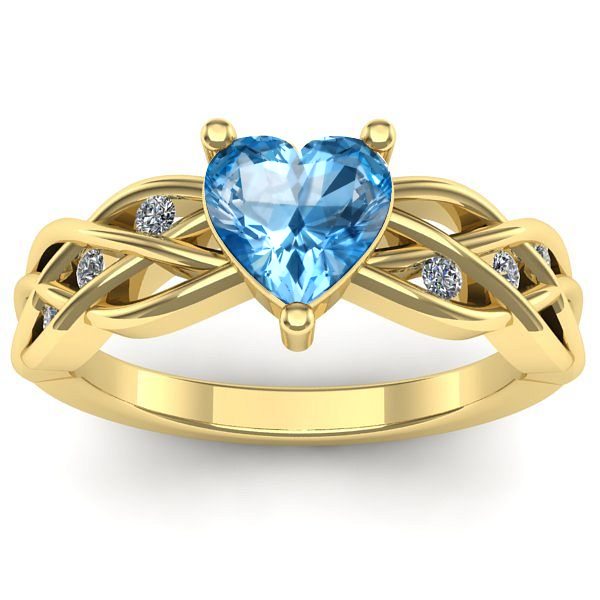 Inel cu topaz blue inima