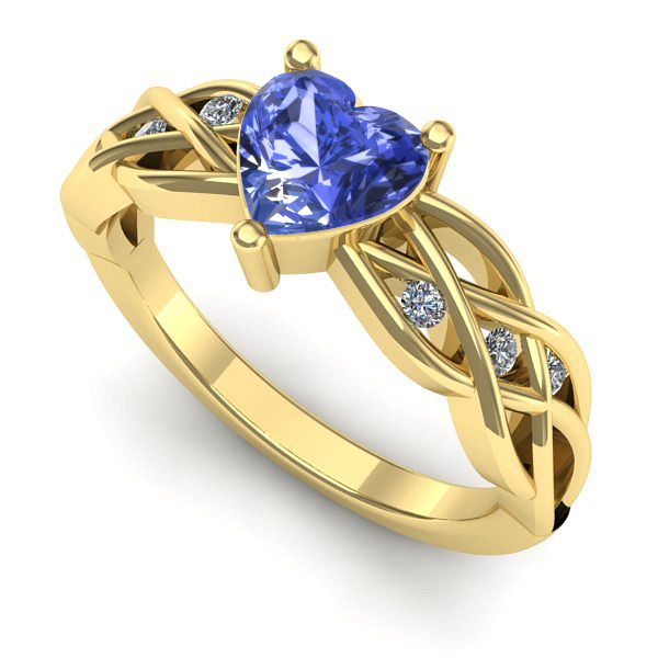 Inel de logodna din aur galben cu tanzanit