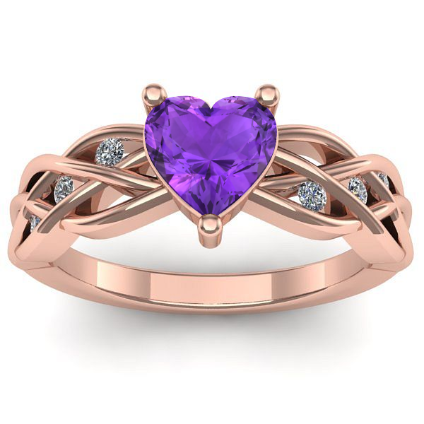 Inel de logodna cu ametist inima