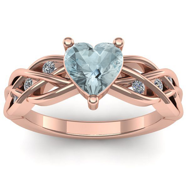 Inel logodna cu aquamarin inima
