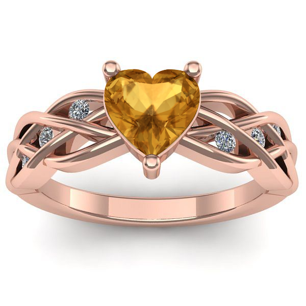 Inel logodna cu citrin inima