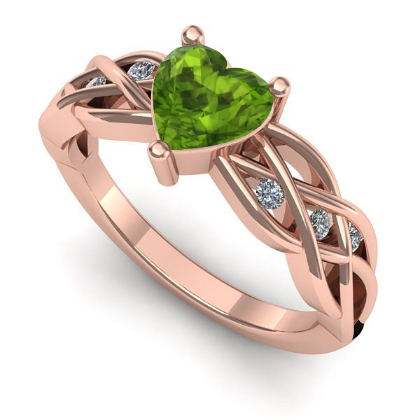 Inel de logodna din aur roz cu peridot