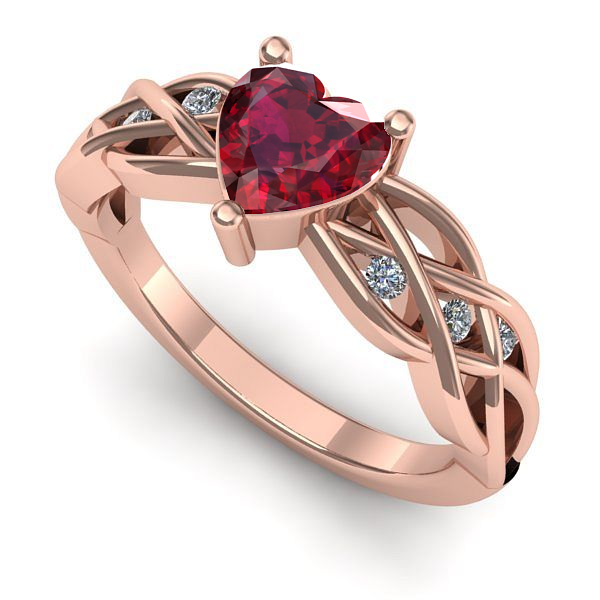 Inel de logodna din aur roz cu rubin