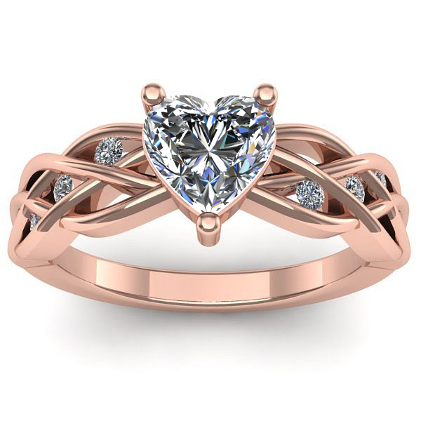 Inel cu diamant de laborator inima