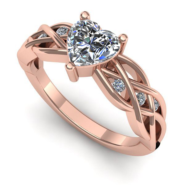 Inel de logodna din aur roz cu safir alb