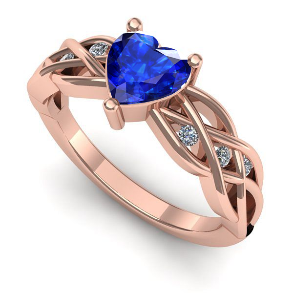 Inel din aur roz cu safir