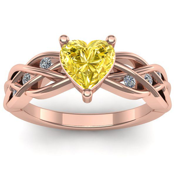 Inel logodna cu safir galben inima