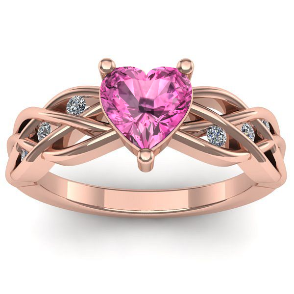 Inel de logodna cu safir roz inima