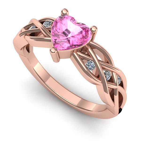 Inel din aur roz cu safir roz