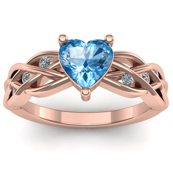 Inel cu topaz blue inima