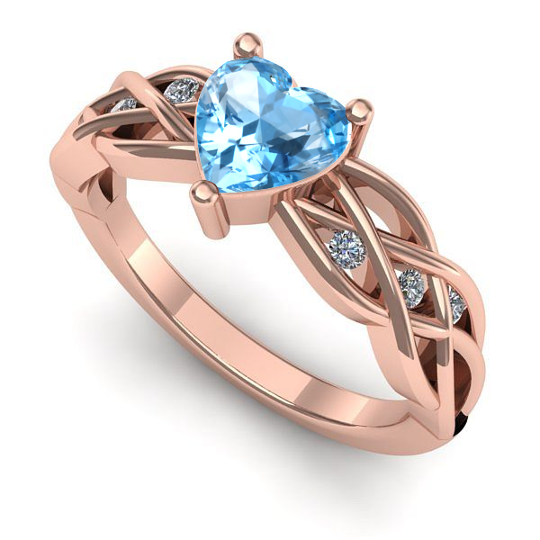 Inel din aur roz cu topaz blue