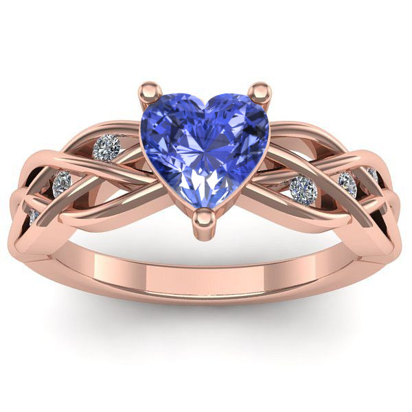 Inel de logodna cu tanzanit inima