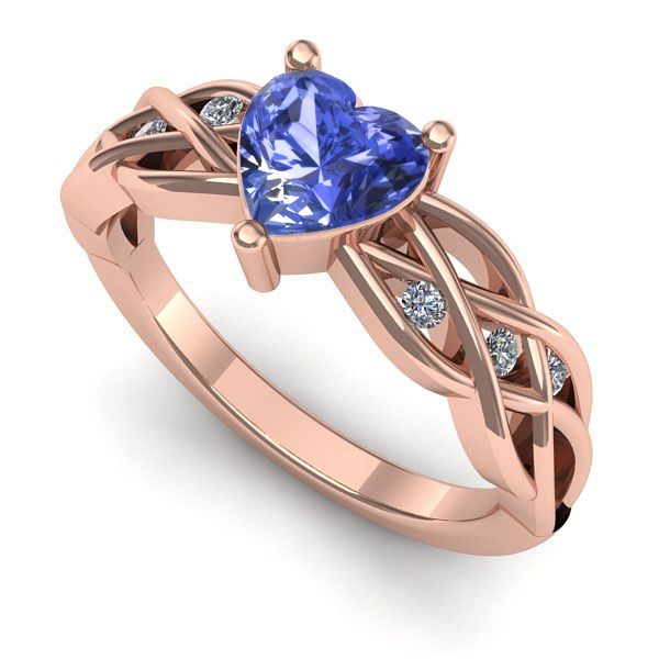 Inel din aur roz cu tanzanit