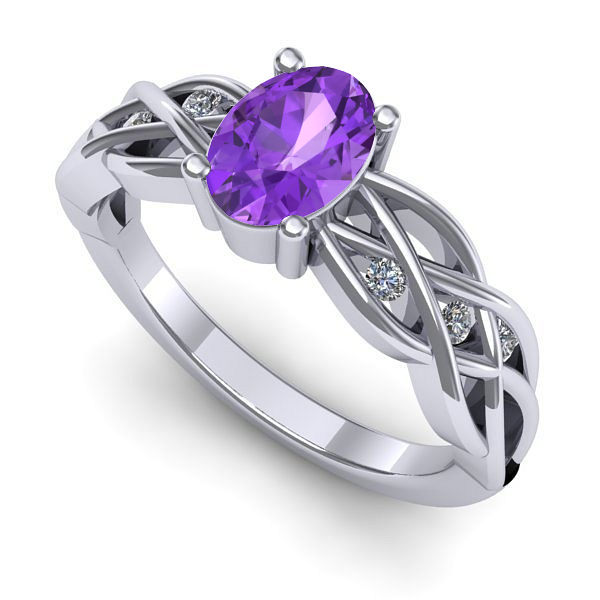 Inel de logodna din aur alb cu ametist