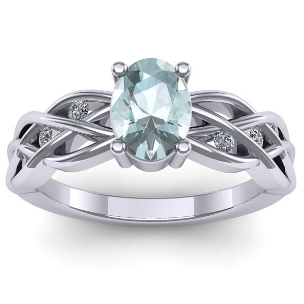 Inel logodna cu aquamarin oval