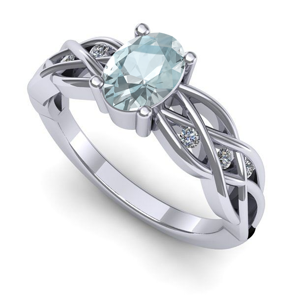 Inel din aur alb cu aquamarin