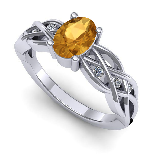 Inel de logodna din aur alb cu citrin