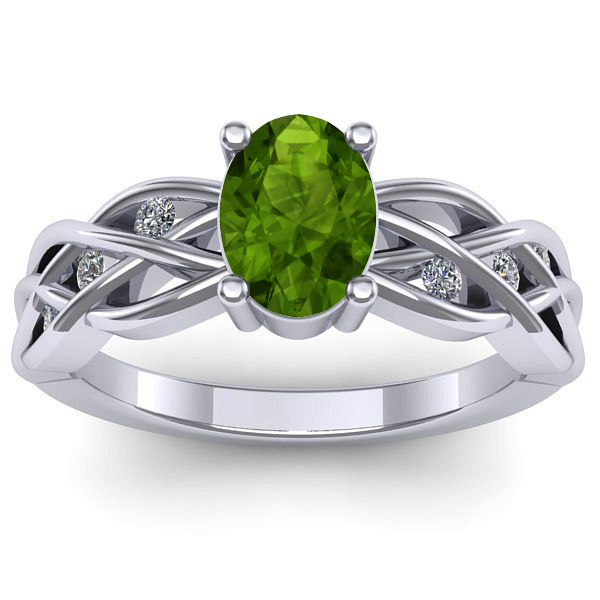 Inel de logodna cu peridot oval