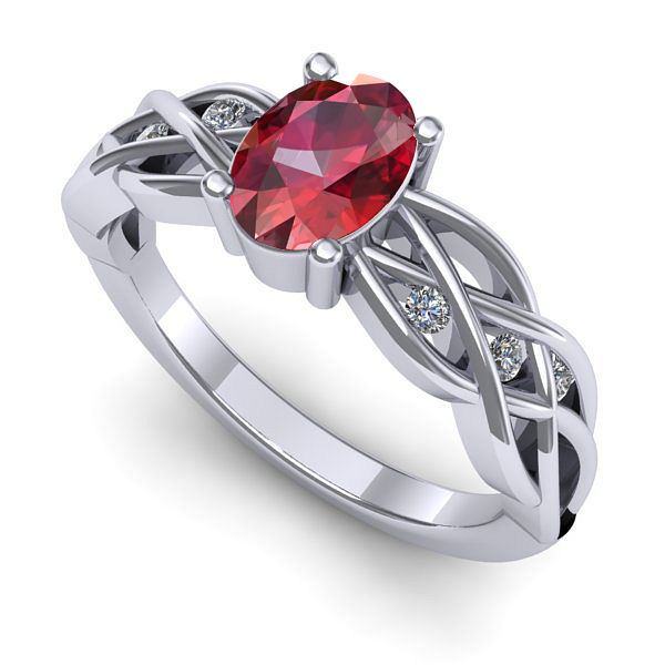 Inel din aur alb cu rubin