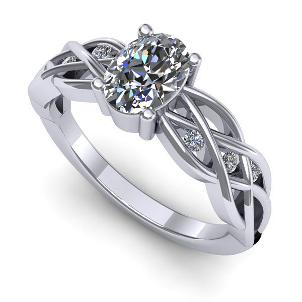 Inel de logodna din aur alb cu safir alb