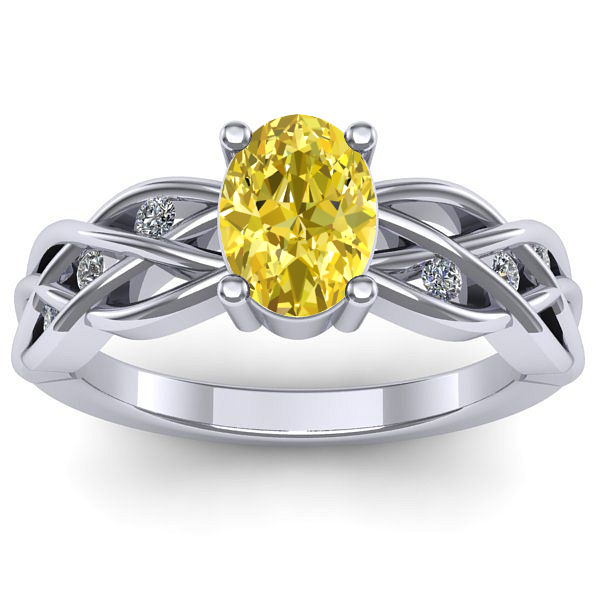 Inel de logodna cu safir galben oval