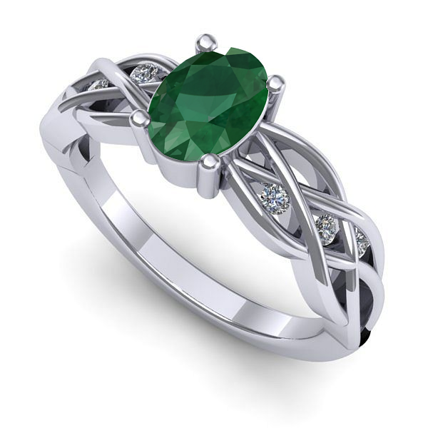 Inel din aur alb cu smarald