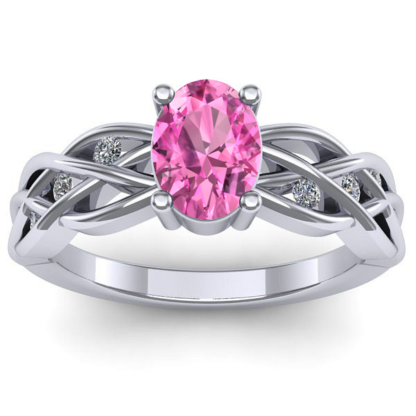 Inel de logodna cu safir roz oval