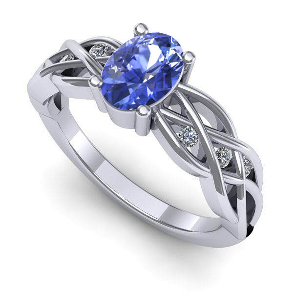 Inel logodna din aur alb cu tanzanit