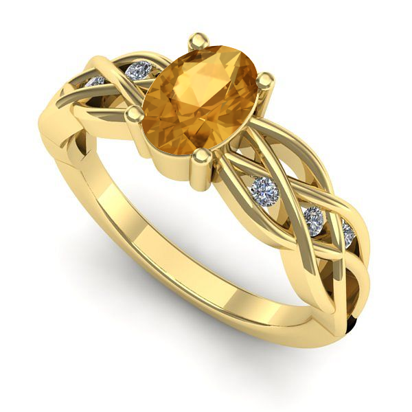 Inel logodna din aur galben cu citrin
