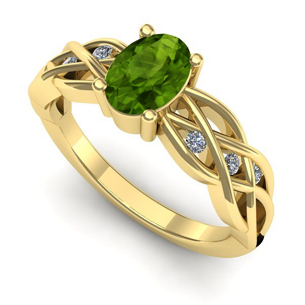 Inel de logodna din aur galben cu peridot