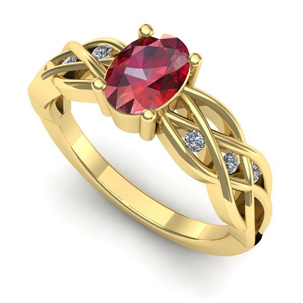 Inel de logodna din aur galben cu rubin