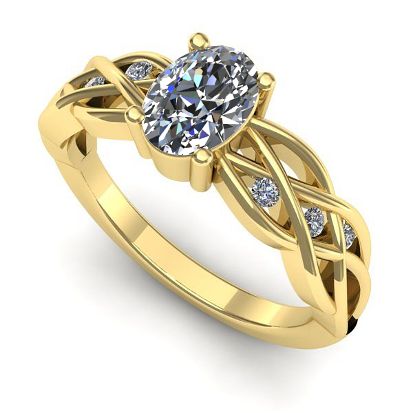 Inel logodna din aur galben cu diamant de laborator