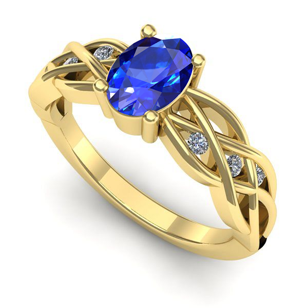 Inel logodna din aur galben cu safir