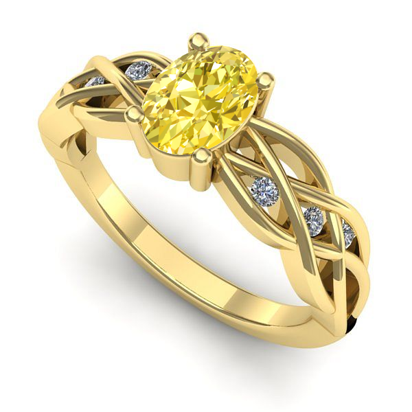 Inel de logodna din aur galben cu safir galben