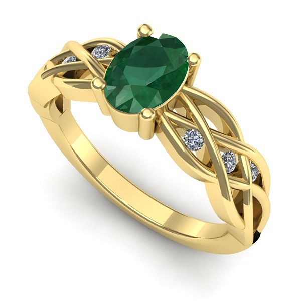 Inel de logodna din aur galben cu smarald