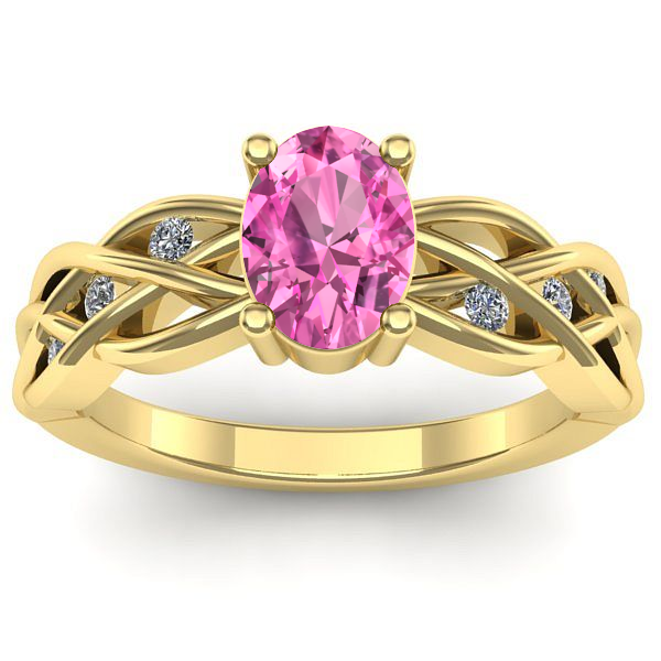 Inel cu safir roz oval