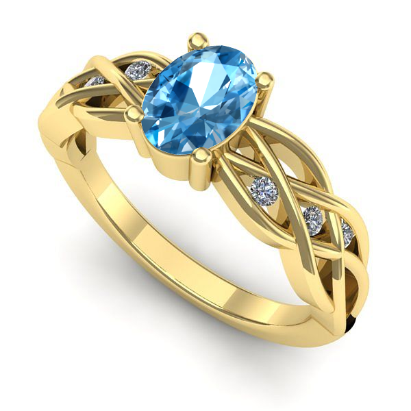 Inel de logodna din aur galben cu topaz blue