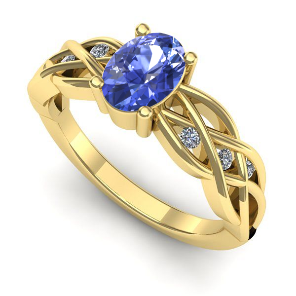 Inel de logodna din aur galben cu tanzanit