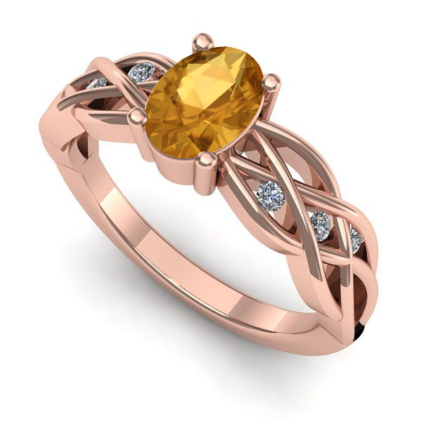 Inel din aur roz cu citrin