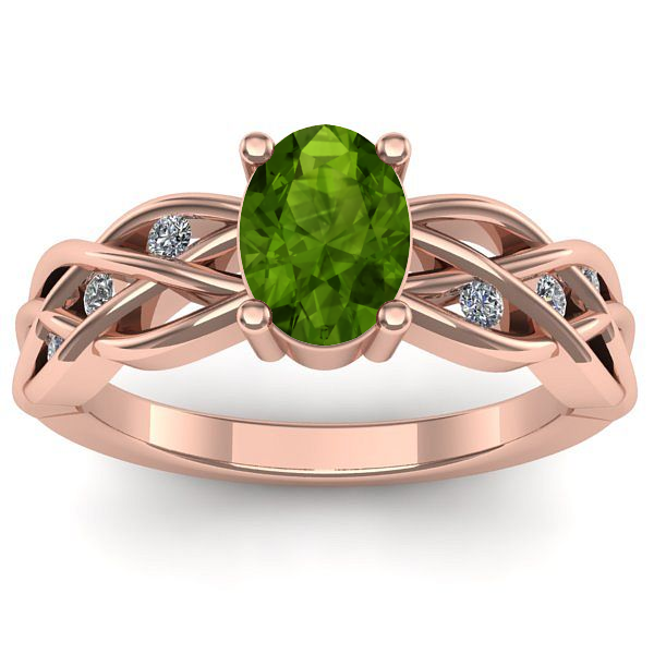 Inel de logodna cu peridot oval