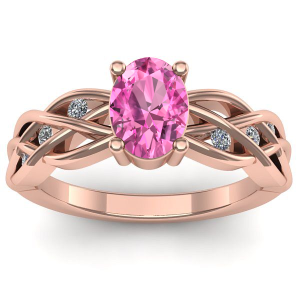 Inel de logodna cu safir roz oval