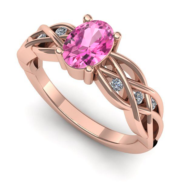 Inel din aur roz cu safir roz