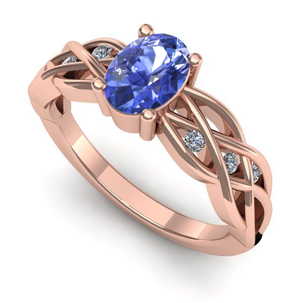 Inel din aur roz cu tanzanit