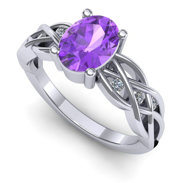 Inel din aur alb cu ametist