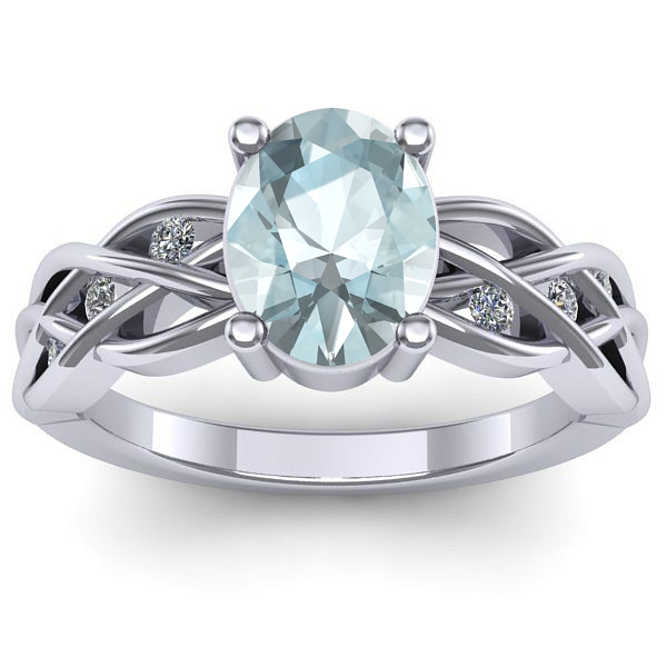 Inel logodna cu aquamarin oval