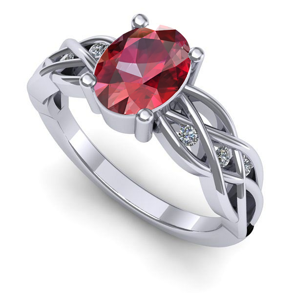 Inel logodna din aur alb cu rubin