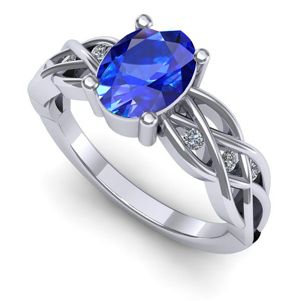 Inel de logodna din aur alb cu safir