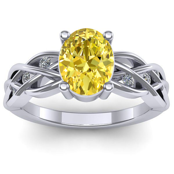 Inel de logodna cu safir galben oval